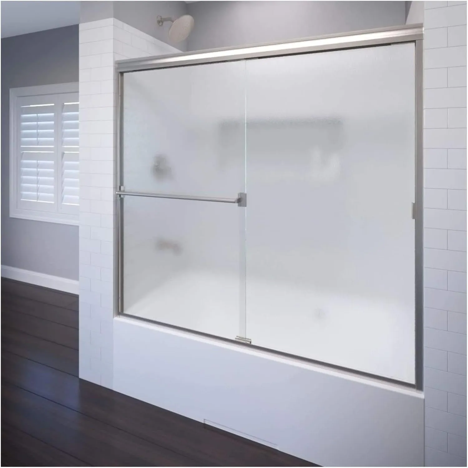 Basco Shower Door A0043-60OBBN Classic Sliding Bathtub Shower Door, Brushed Nickel