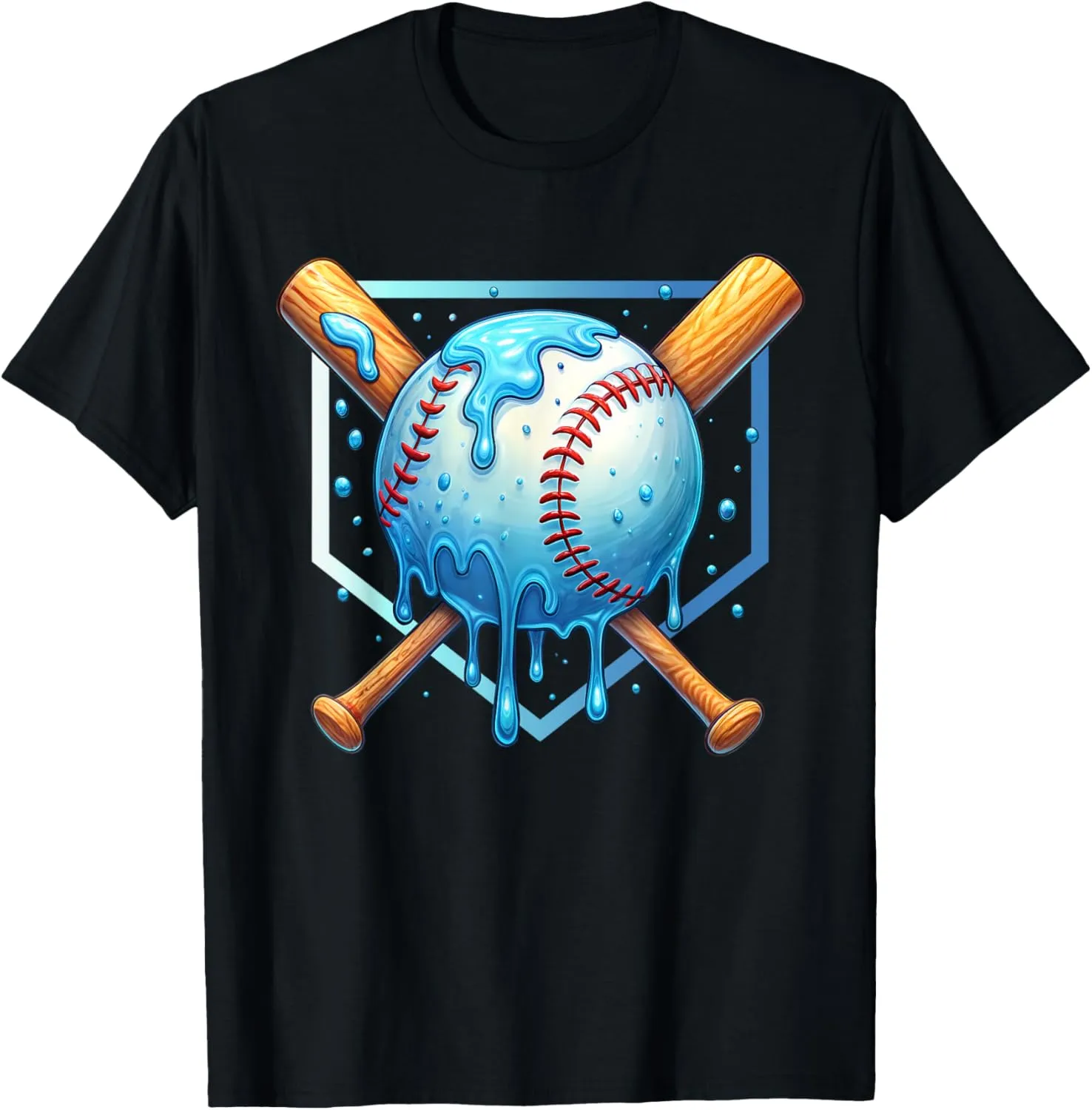 Baseball Dripping Ice Cream Drip Youth Boys Baseball T-Shirt