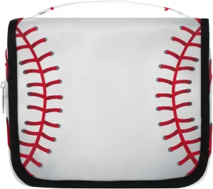 Baseball Pattern Hanging Travel Toiletry Bag for Kids, Women Cosmetic Organizer Makeup Bag Pouch Men Shaving Dopp Kit Shower Bag With Sturdy Hook