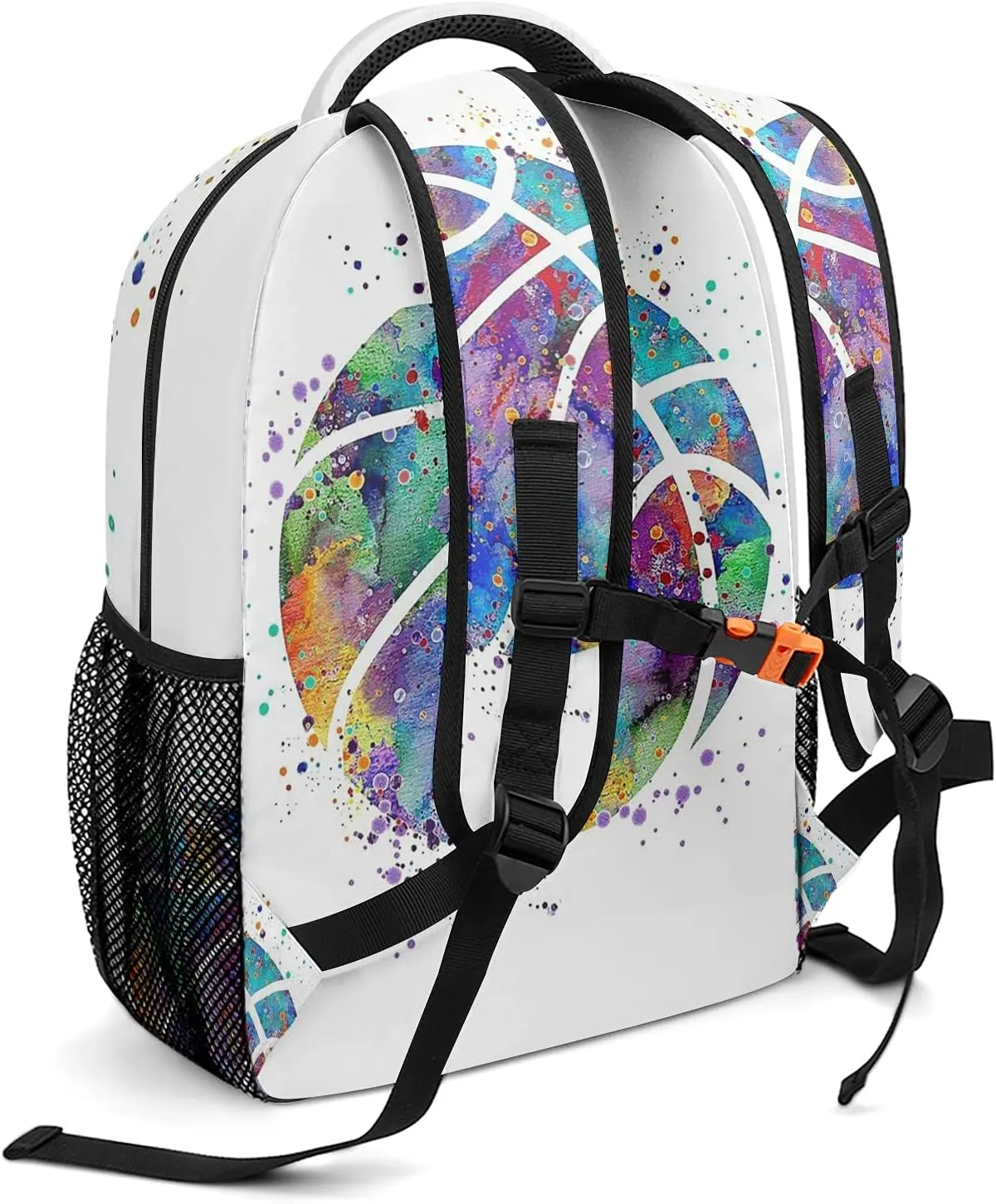 Basketball Watercolor Art Backpack Personalized Name Waterproof for Boys Girls Gift