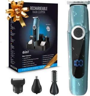Beard Trimmer for Men Professional Grooming Kit,Face Mustache Trimmers for Men,6 in 1 Mens Beard Trimmer,Cordless Electric Nose Body Hair Clippers,Gifts for Mens Husband Fathers Boys