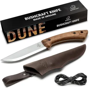 BeaverCraft Bushcraft Knife Full Tang Carbon Steel with Leather Sheath – Camping Bush Knife Fixed Blade – Outdoor Bushcraft Knives BSH1 Dune