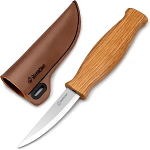 BeaverCraft Wood Carving Sloyd Knife C4s 8 cm - Whittling Knife with Leather Sheath for Carvers - Chip Wood Carving Tools for Beginner and Profi