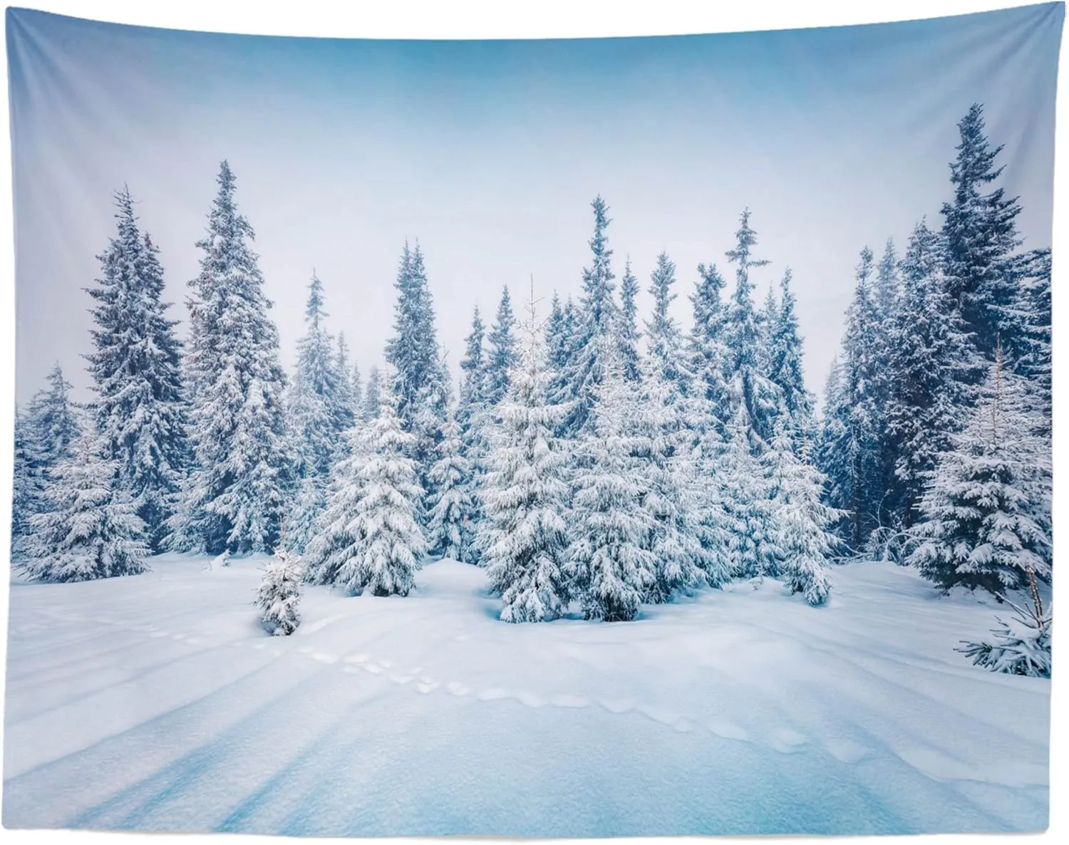 BELECO 6x4FT Fabric Winter Forest Backdrop Christmas Tree Winter Wonderland Ice Snow World Landscape Photography Background Christmas Supplies New Year Party Decorations Banner Photo Booth Props