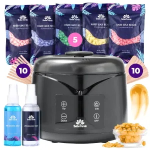 Bella Verde Waxing Kit for Women & Men -Digital Wax Warmer with Hard Beads, Pre & Post Spray, Hot Wax Pot Machine for Face, Eyebrows, Body, Legs, Bikini - At-Home Hair Removal for Sensitive Skin