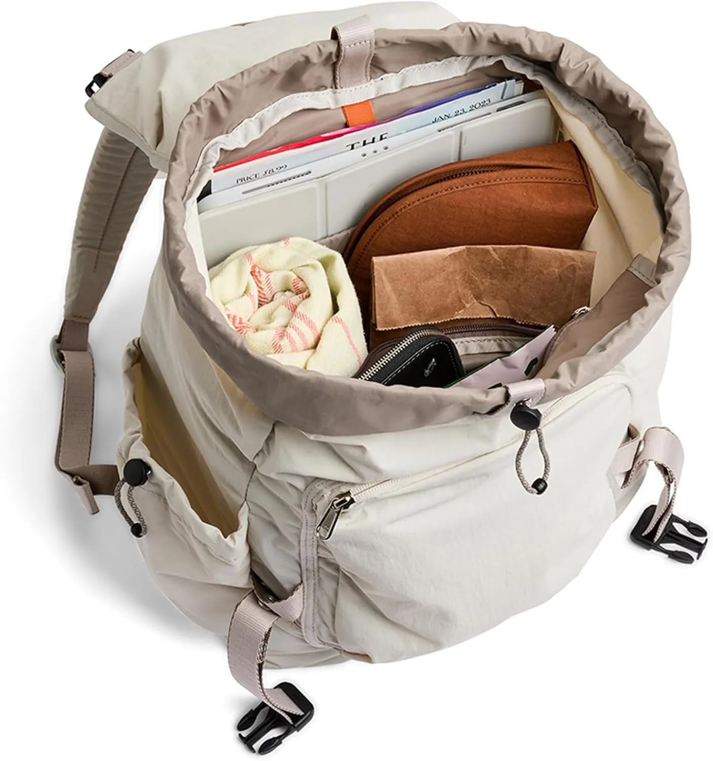 Bellroy Cinch Backpack (lightweight 20 liter backpack with external organization and adjustable shoulder straps) - Oat