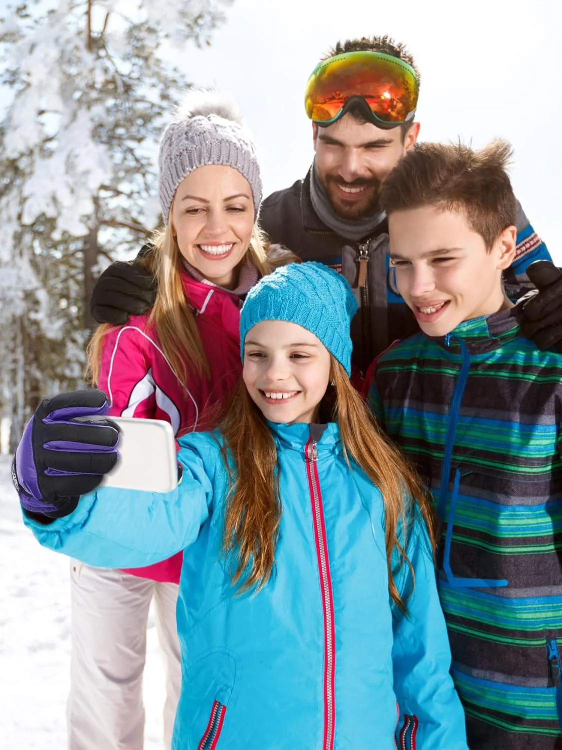 Bencailor 6 Pairs Winter Gloves for Kids Waterproof Boys Snow Ski Gloves Girls Warm Windproof Mittens for Children Outdoor
