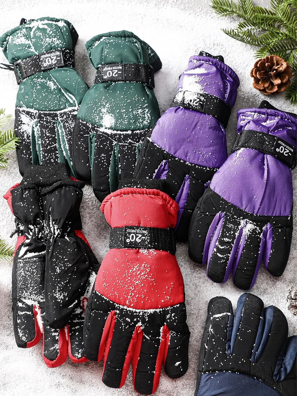 Bencailor 6 Pairs Winter Gloves for Kids Waterproof Boys Snow Ski Gloves Girls Warm Windproof Mittens for Children Outdoor