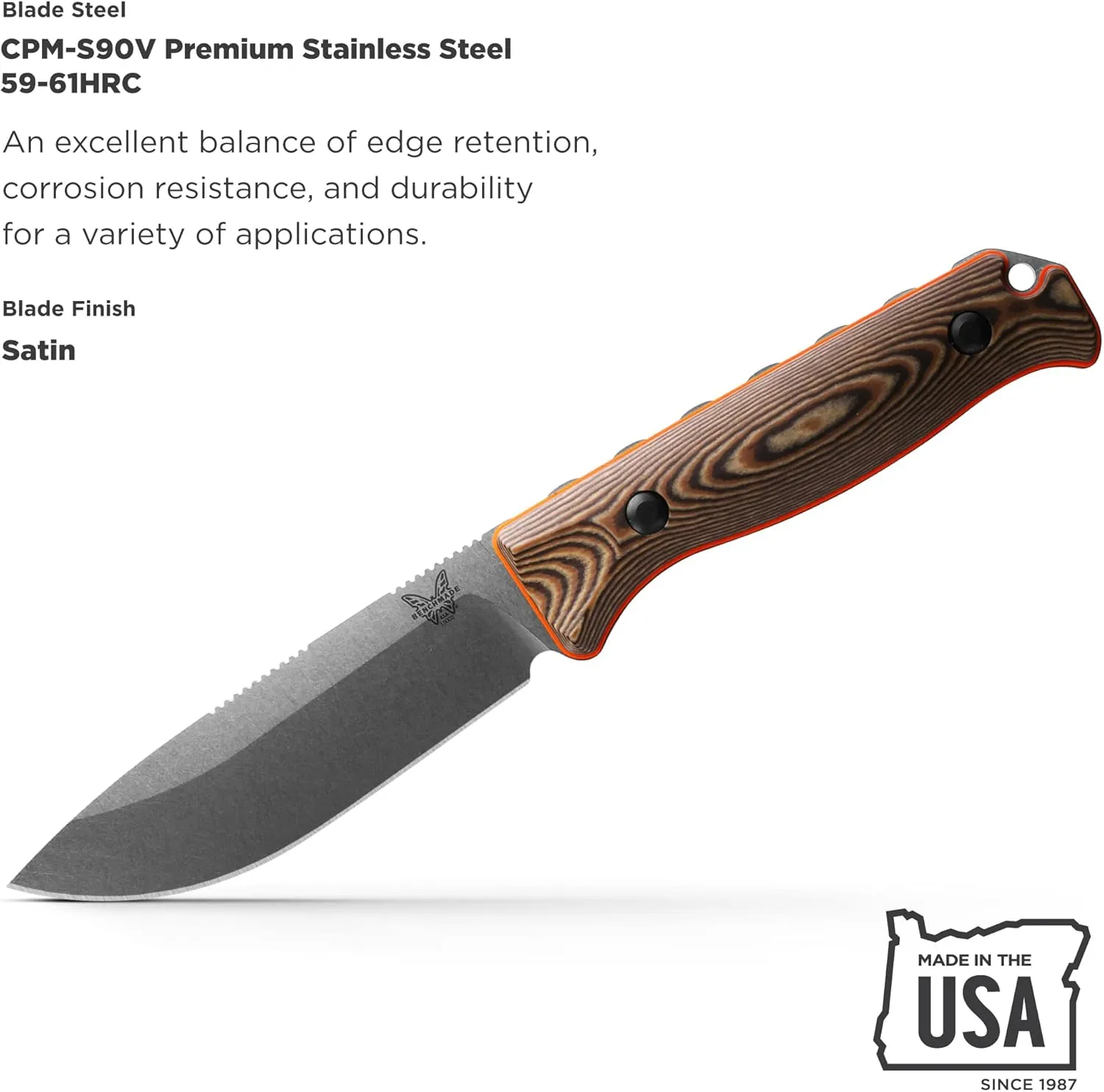 Benchmade - Saddle Mountain 15002 Hunting Knife with Orange G10 Handle (15002-1)