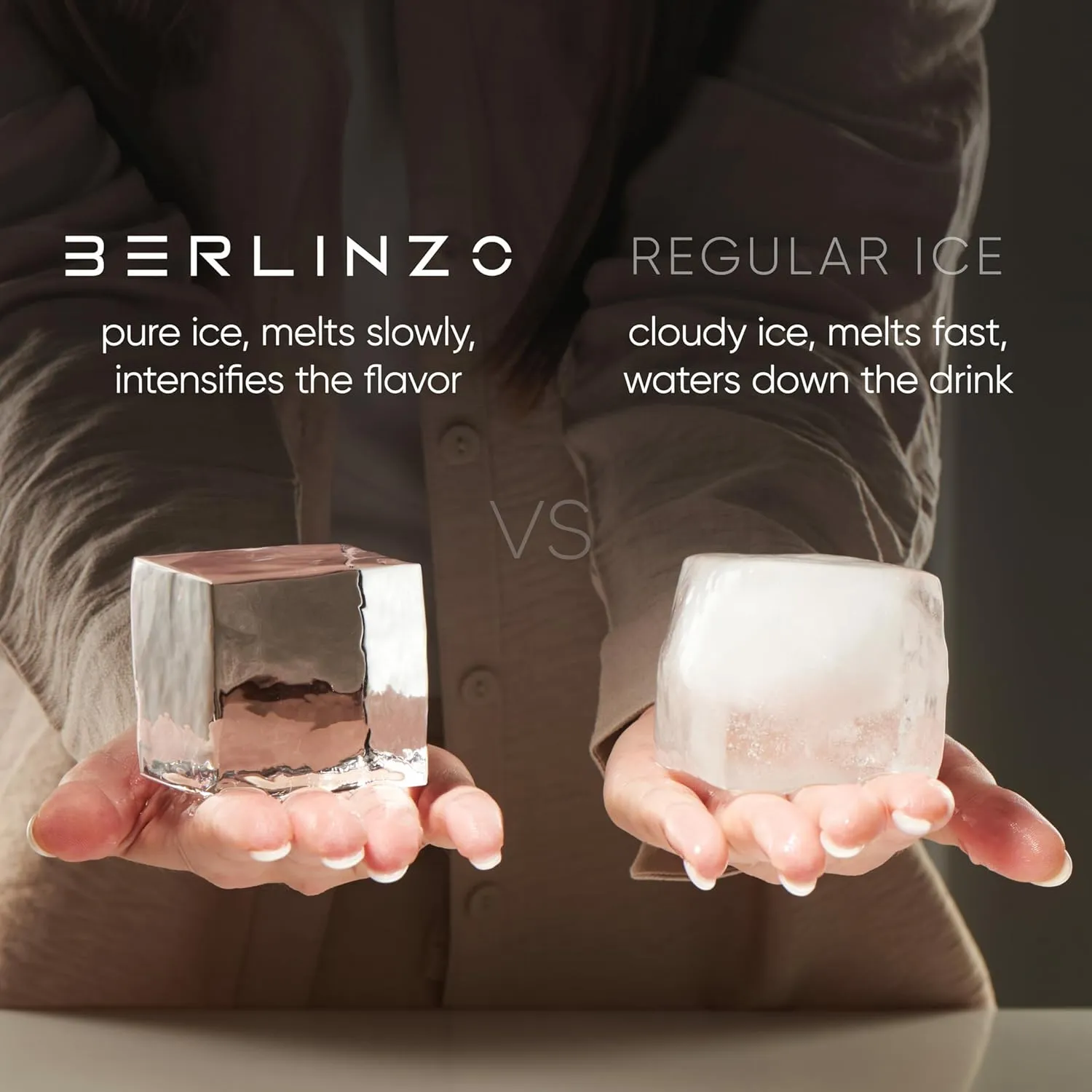 Berlinzo Premium Clear Ice Cube Maker Mold - Large 2.1-inch Crystal Clear Ice Square Cubes for Whiskey & Cocktails - Easy-to-Remove Ice Cubes Mold - Storage Bag & Silicone Inserts Included, Tiffany