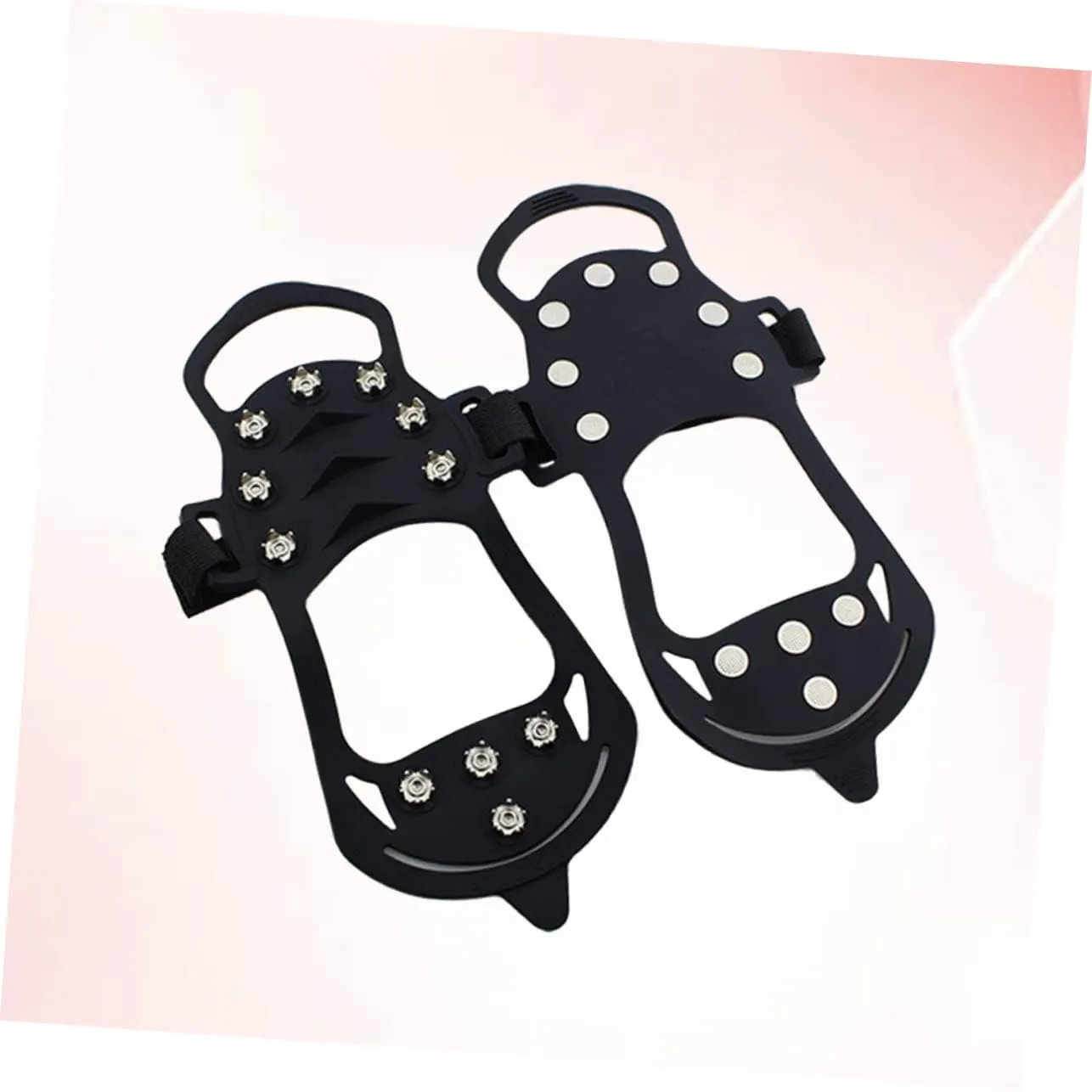 BESPORTBLE 11 Teeth Non Slip Snow Shoe Spikes Ice Grips Cleats Protective Shoes Cover Crampons for Outdoor Climbing (Size S Black) 1 Pair