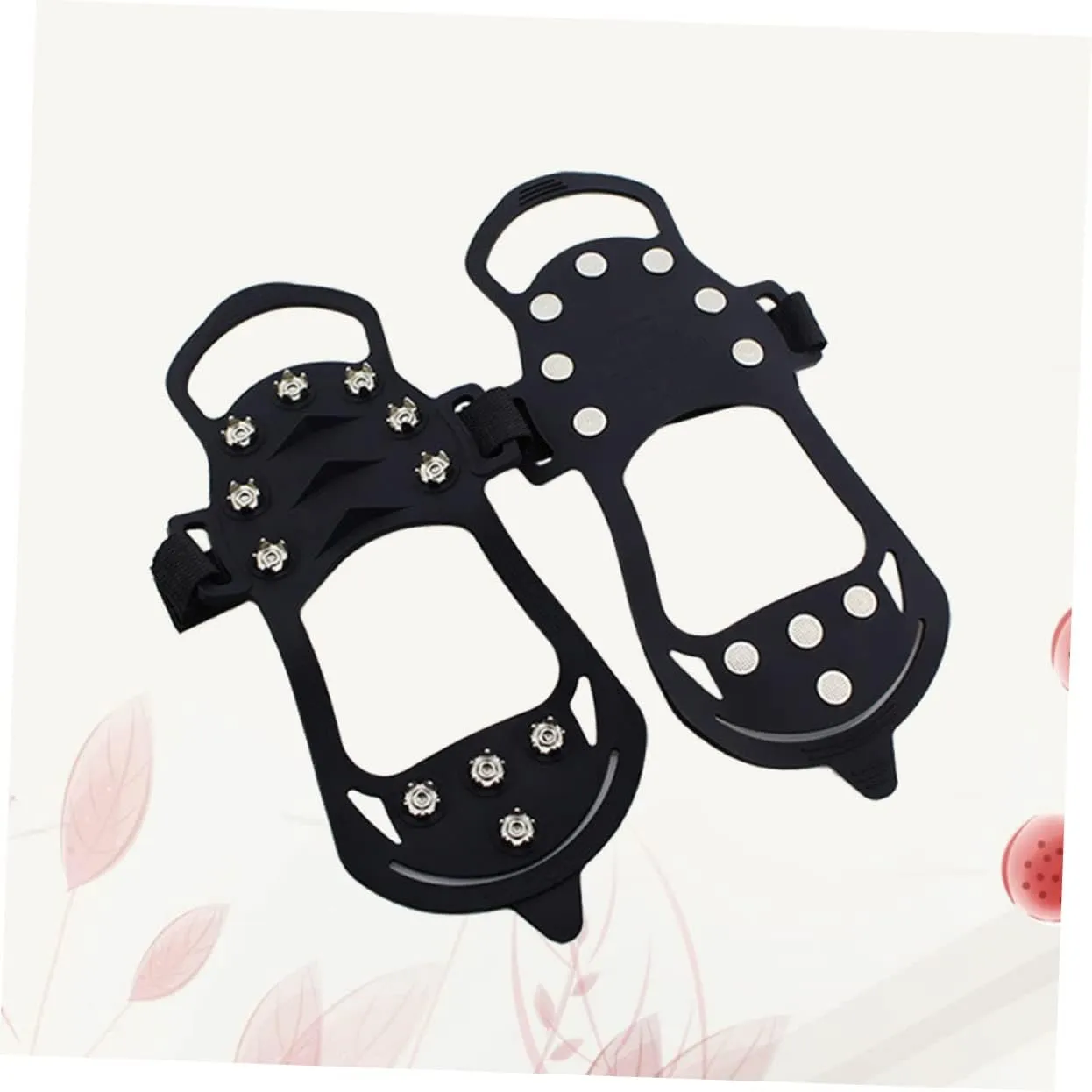 BESPORTBLE 11 Teeth Non Slip Snow Shoe Spikes Ice Grips Cleats Protective Shoes Cover Crampons for Outdoor Climbing (Size S Black) 1 Pair