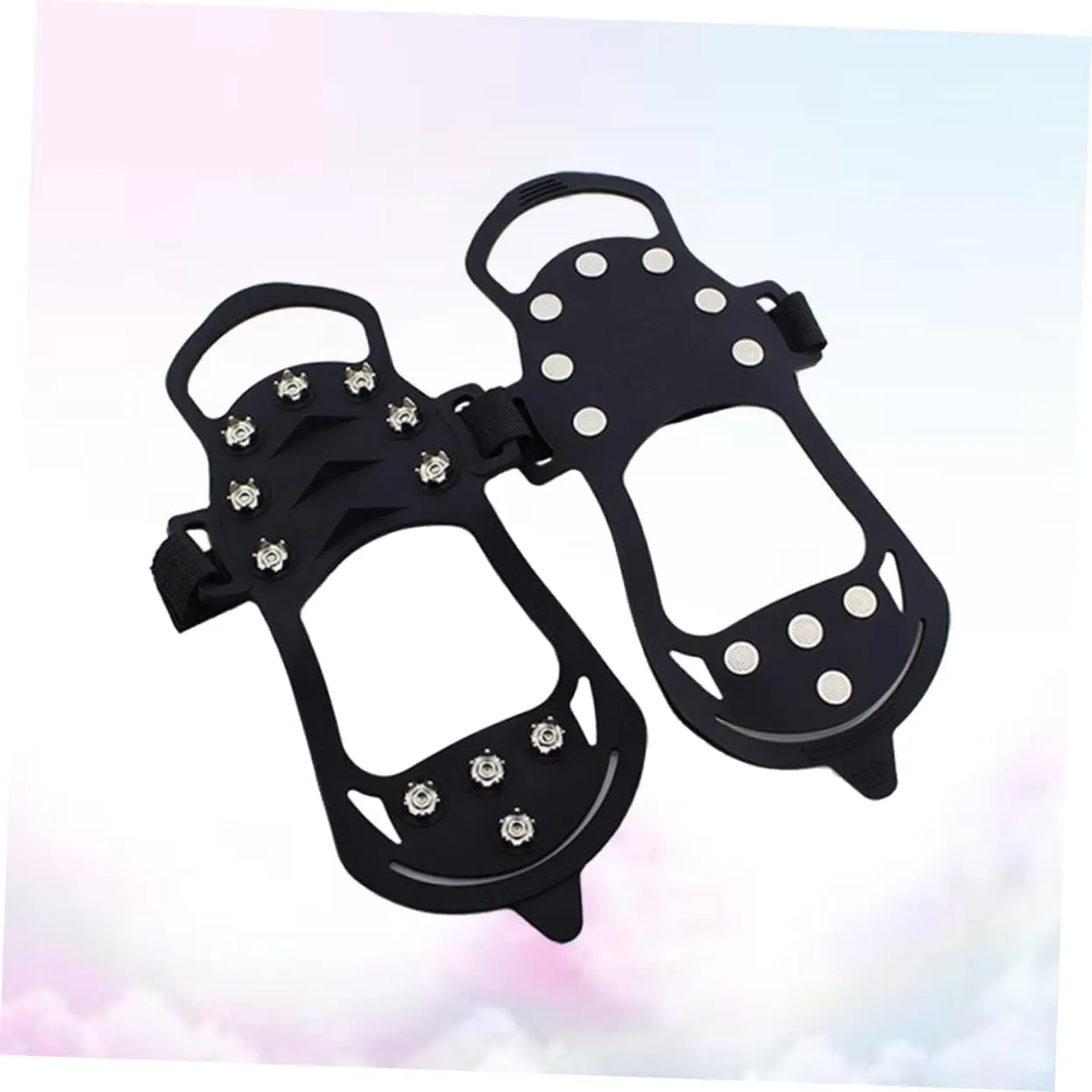 BESPORTBLE 11 Teeth Non Slip Snow Shoe Spikes Ice Grips Cleats Protective Shoes Cover Crampons for Outdoor Climbing (Size S Black) 1 Pair