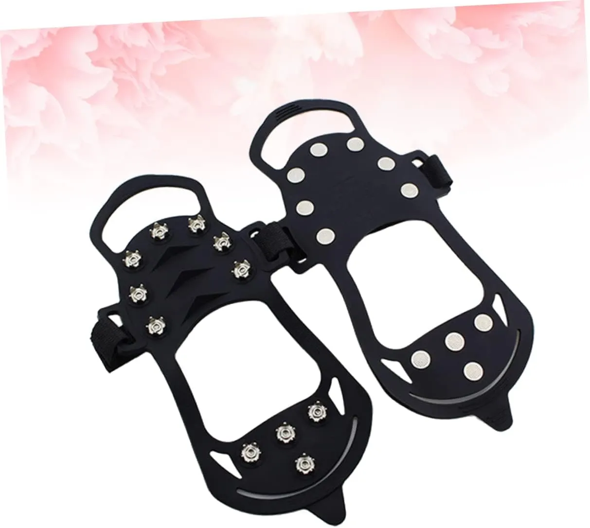 BESPORTBLE 11 Teeth Non Slip Snow Shoe Spikes Ice Grips Cleats Protective Shoes Cover Crampons for Outdoor Climbing (Size S Black) 1 Pair