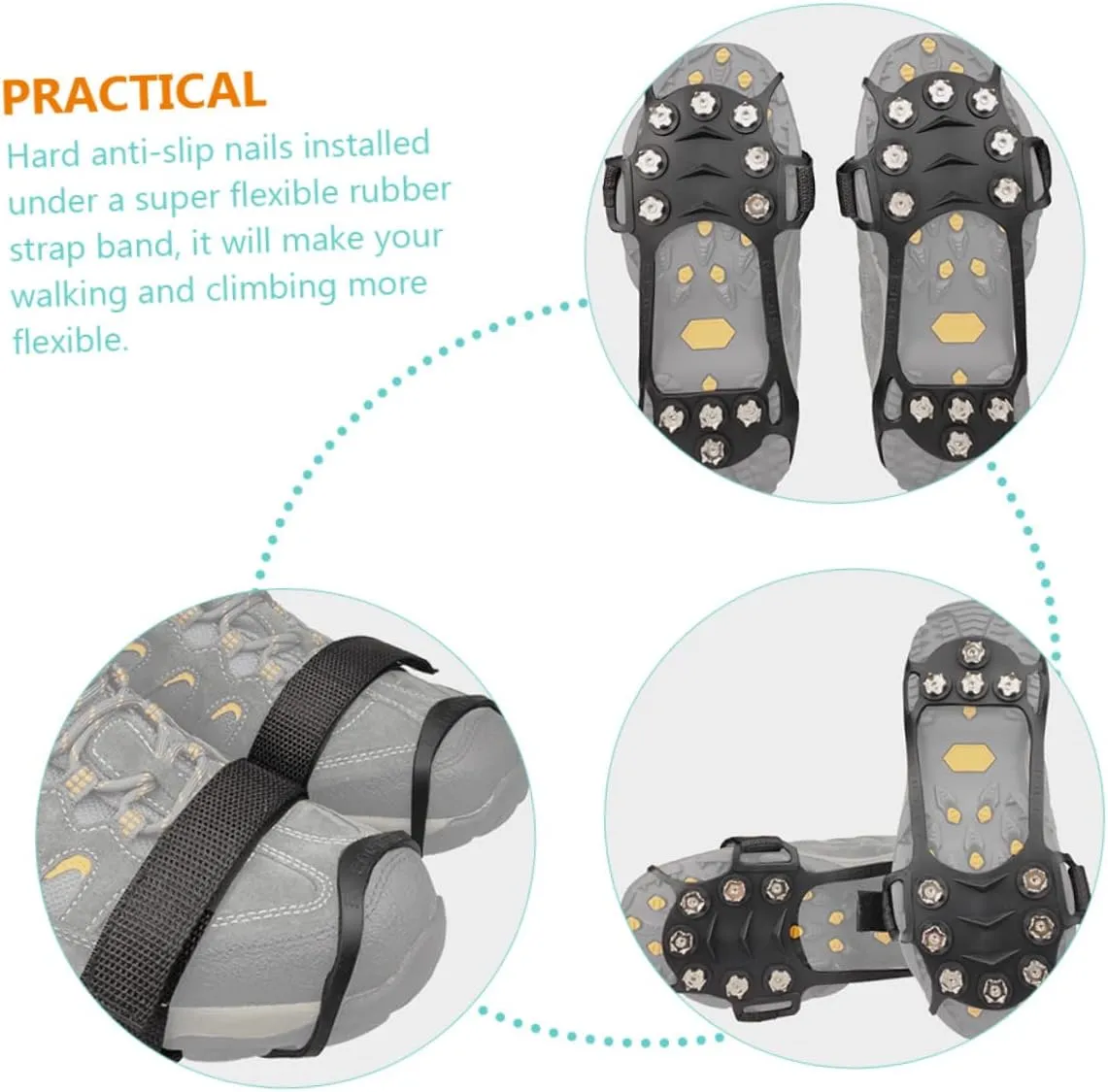 BESPORTBLE Mountaineering Covers Ski - Shoe Grippers Boot Grippers Ice Heel Protectors for Shoes Ice Cleats Snow