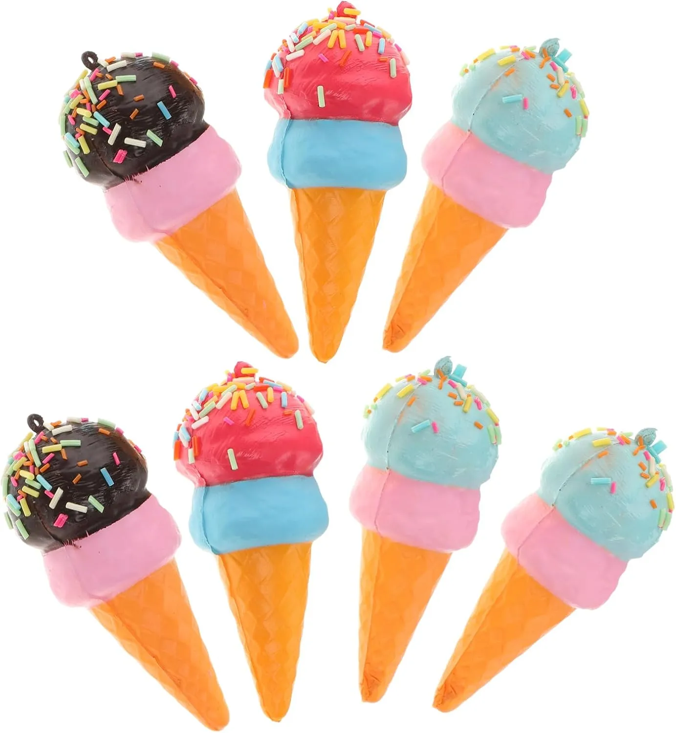 BESTonZON Artificial Ice Cone Candy Toy 7pcs Simulation Ice Cream Set for Photo Props