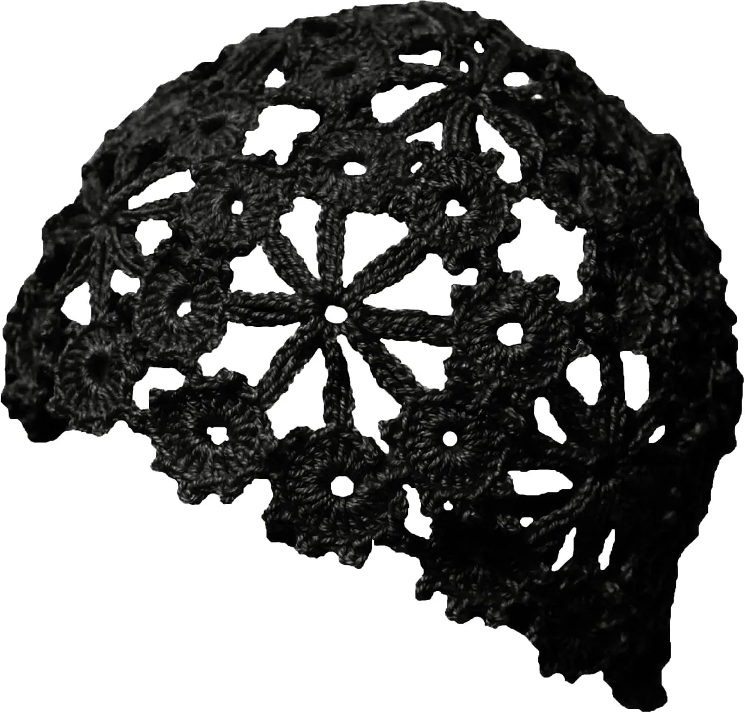 BIBITIME Women Lace Crochet Beanie Hat Handmade Knitted Cutout Floral Skull Cap