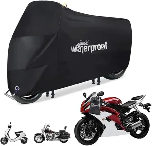 Bike Cover Waterproof Cover Indoor Outdoor UV-Resistant Bike Storage Tent with Buckle and Lock-Holes for Most Bikes, E-Bikes