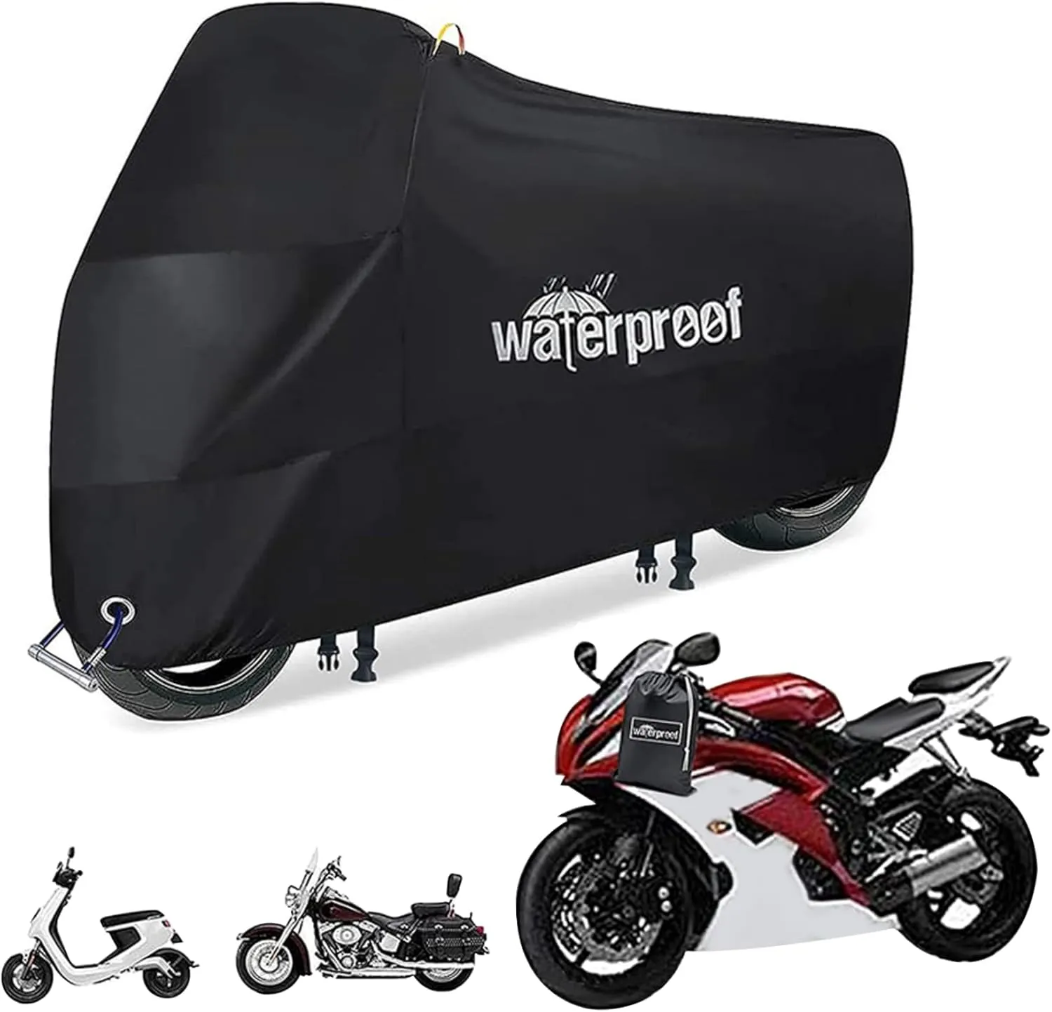 Bike Cover Waterproof Cover Indoor Outdoor UV-Resistant Bike Storage Tent with Buckle and Lock-Holes for Most Bikes, E-Bikes