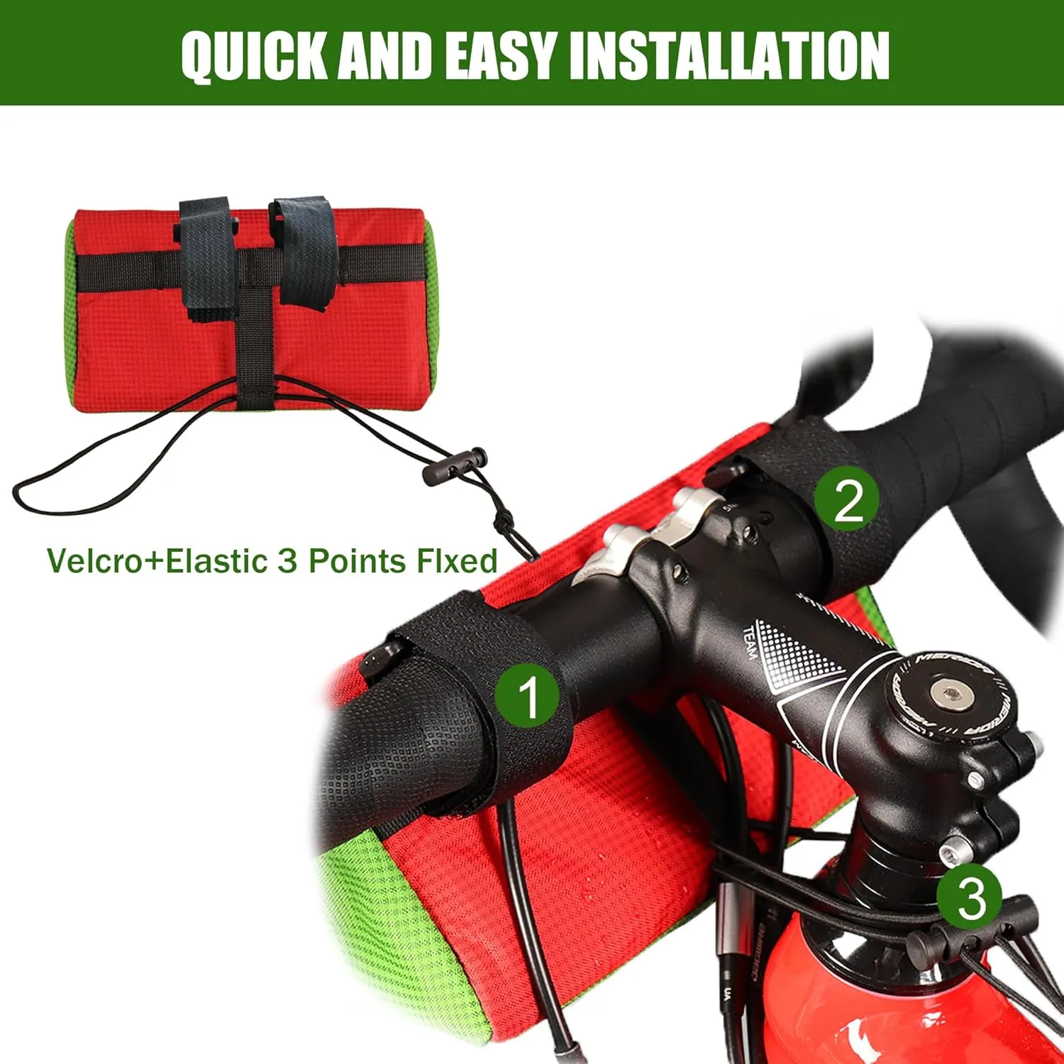 Bike Handlebar Bag,Kids Bicycle Front Basket Pack,Waterproof Bikes Bag,Small Bicycle Handle Bar Bag for Boys Girls Men Women (Green   Red)