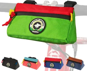 Bike Handlebar Bag,Kids Bicycle Front Basket Pack,Waterproof Bikes Bag,Small Bicycle Handle Bar Bag for Boys Girls Men Women (Green   Red)