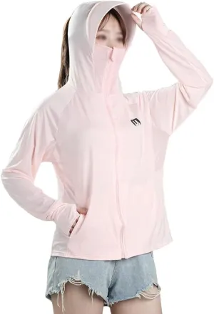 BIKMAN Women’s UV Protection Ice Silk Jacket Long Sleeve Zip Up Wide Brim Outdoor Sun Shirt