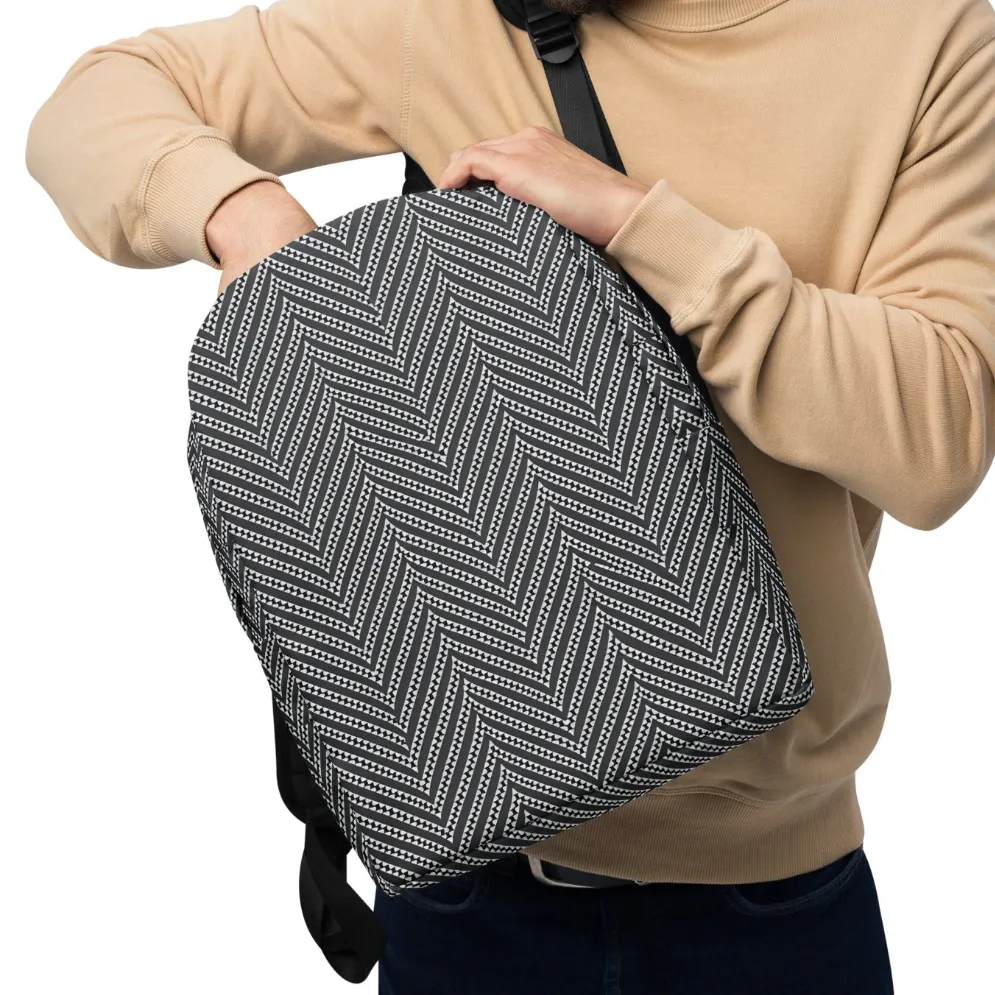 Black & White Herringbone Minimalist Backpack