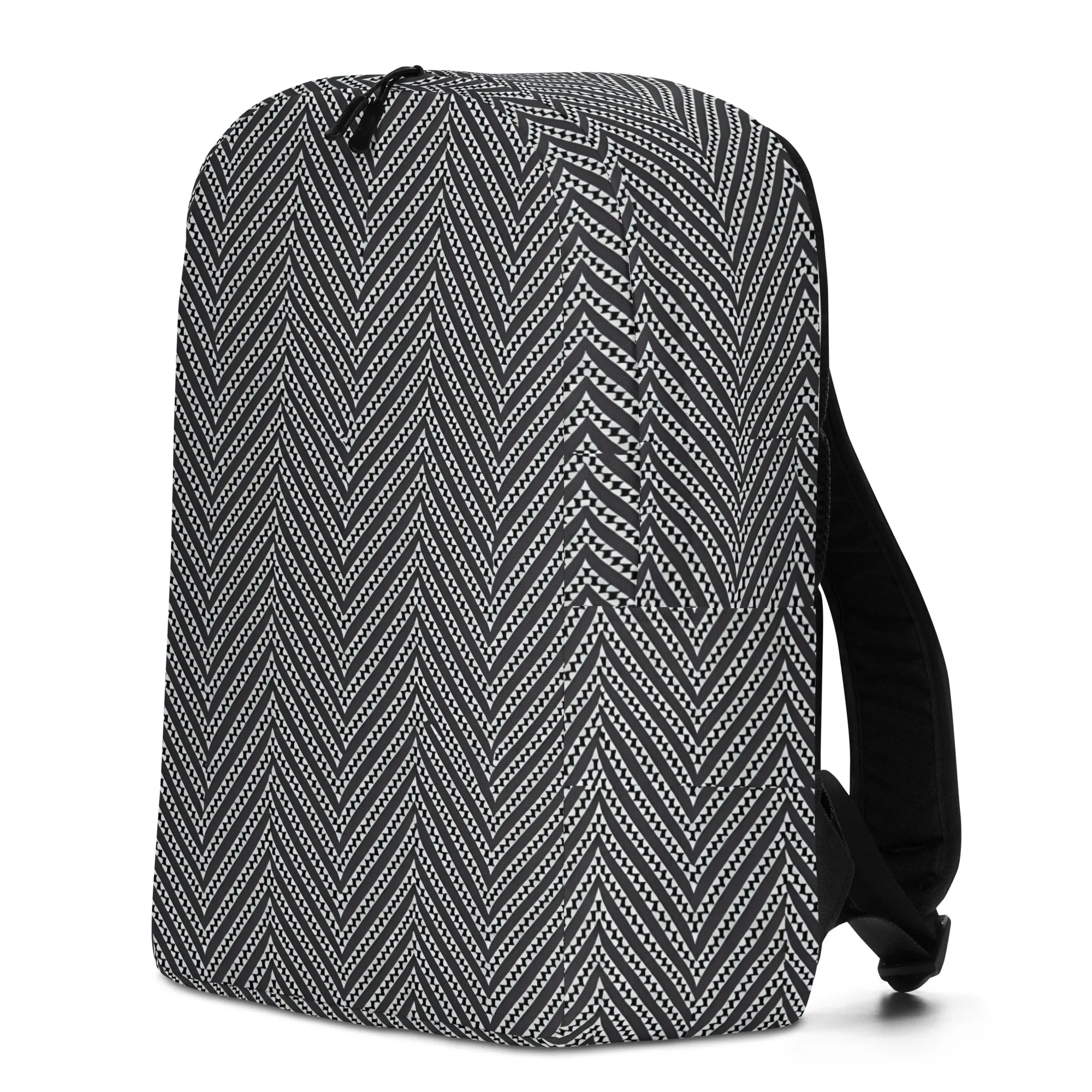 Black & White Herringbone Minimalist Backpack