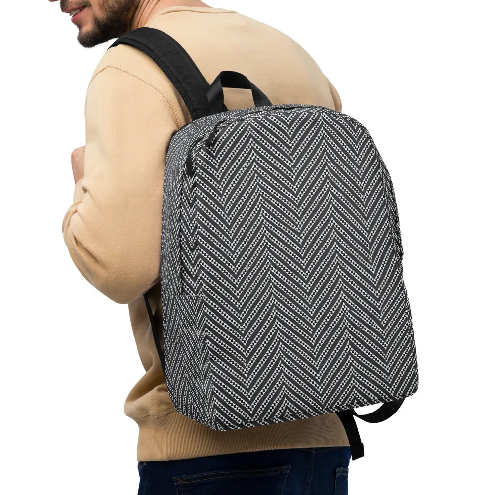 Black & White Herringbone Minimalist Backpack