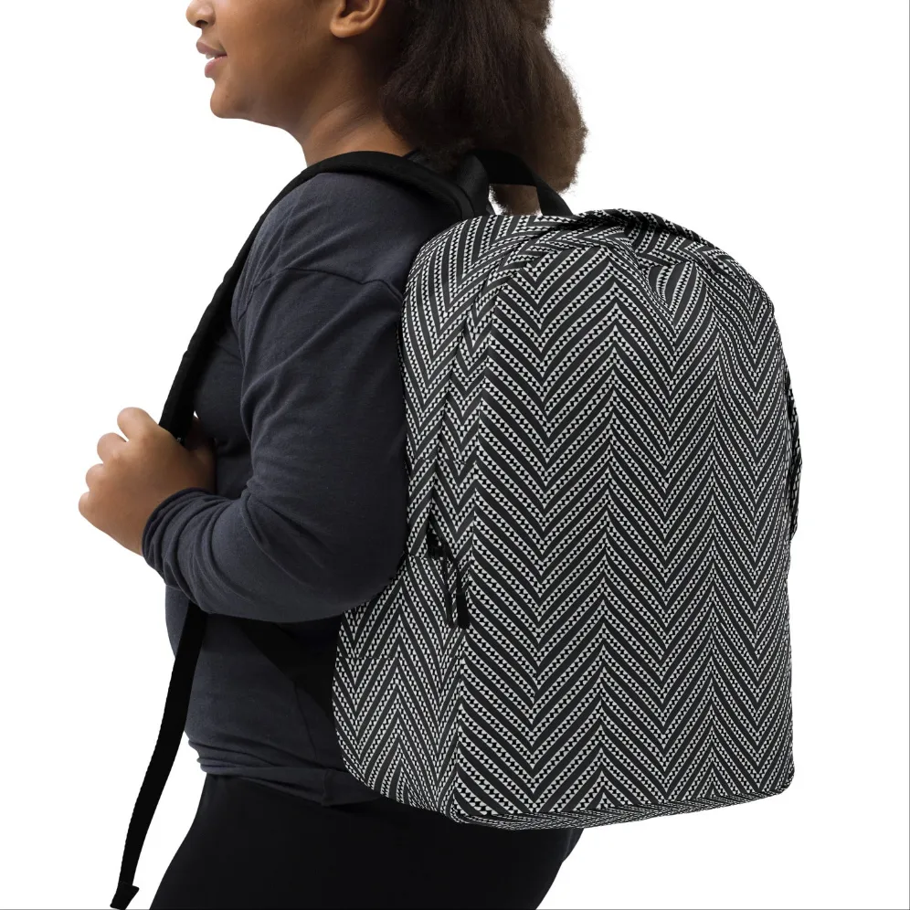 Black & White Herringbone Minimalist Backpack