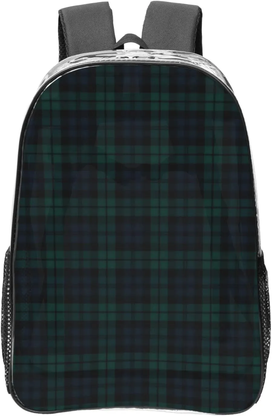 Black Watch Tartan Lightweight Clear Backpack - Transparent Bag For Work, Gym & Stadium Compliance