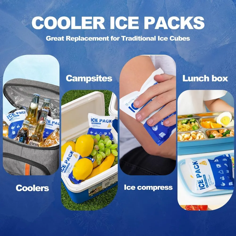 Blue Ice Packs for Coolers, Shipping and Lunch Box | Cold for Up to 48 Hours | Slim Size Long-Lasting Reusable Ice Pack | Gel Freezer Packs for Camping, Beach, Fishing, Shipping Food
