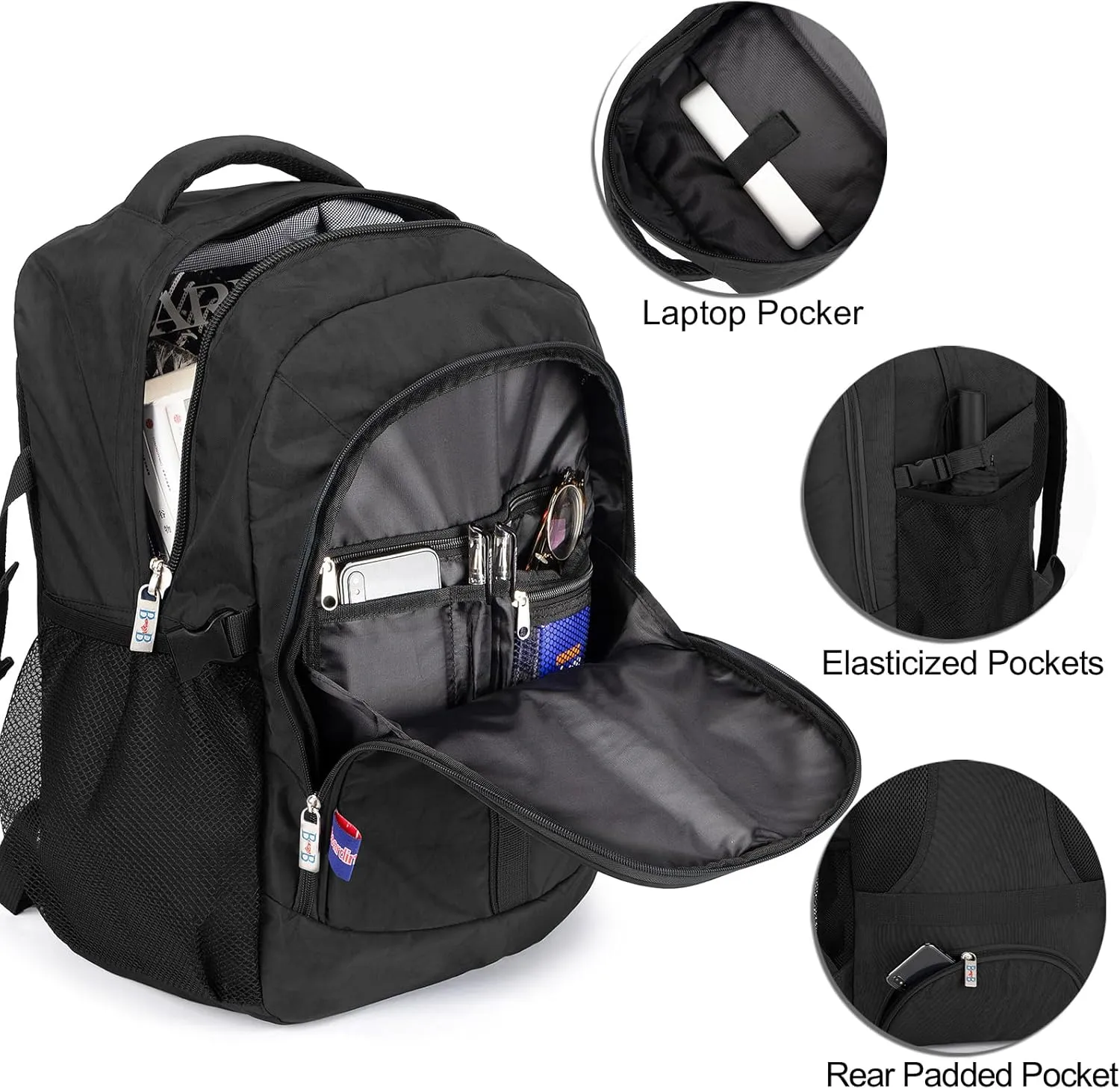 Boardingblue Under-Seat Backpack for Spirit, Frontier, American - Fits 18 x 13 x 8 Inches - Perfect Personal Item for Easy Air Travel - TSA Approved (Black)