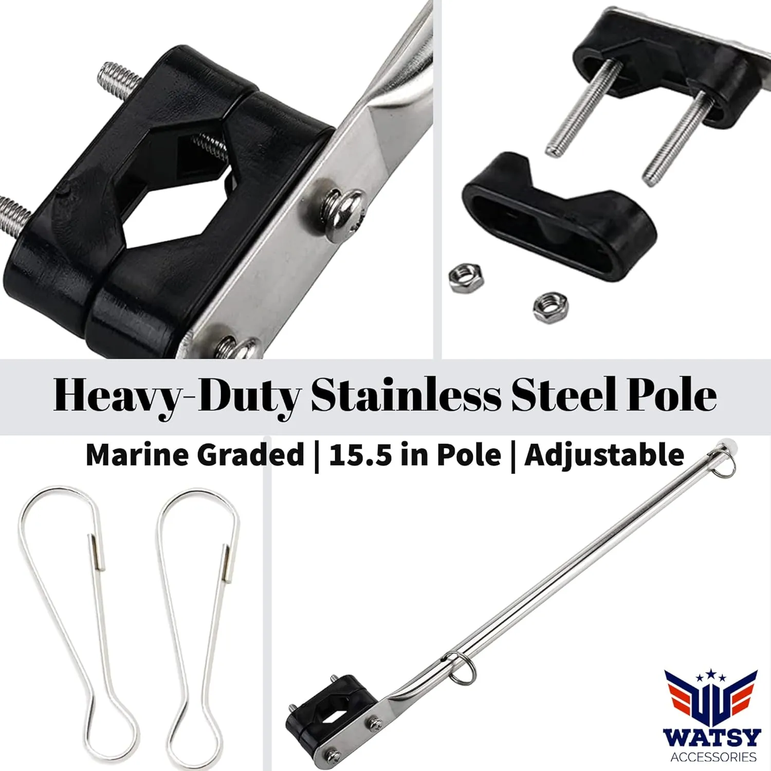 Boat Flag Pole Kit 12x18 Inch Boat Flag Holder With Clips Embroidered Marine Cabin Kit Bike Flag & Golf Cart Flag (Safety Kit 12x18 Inch)