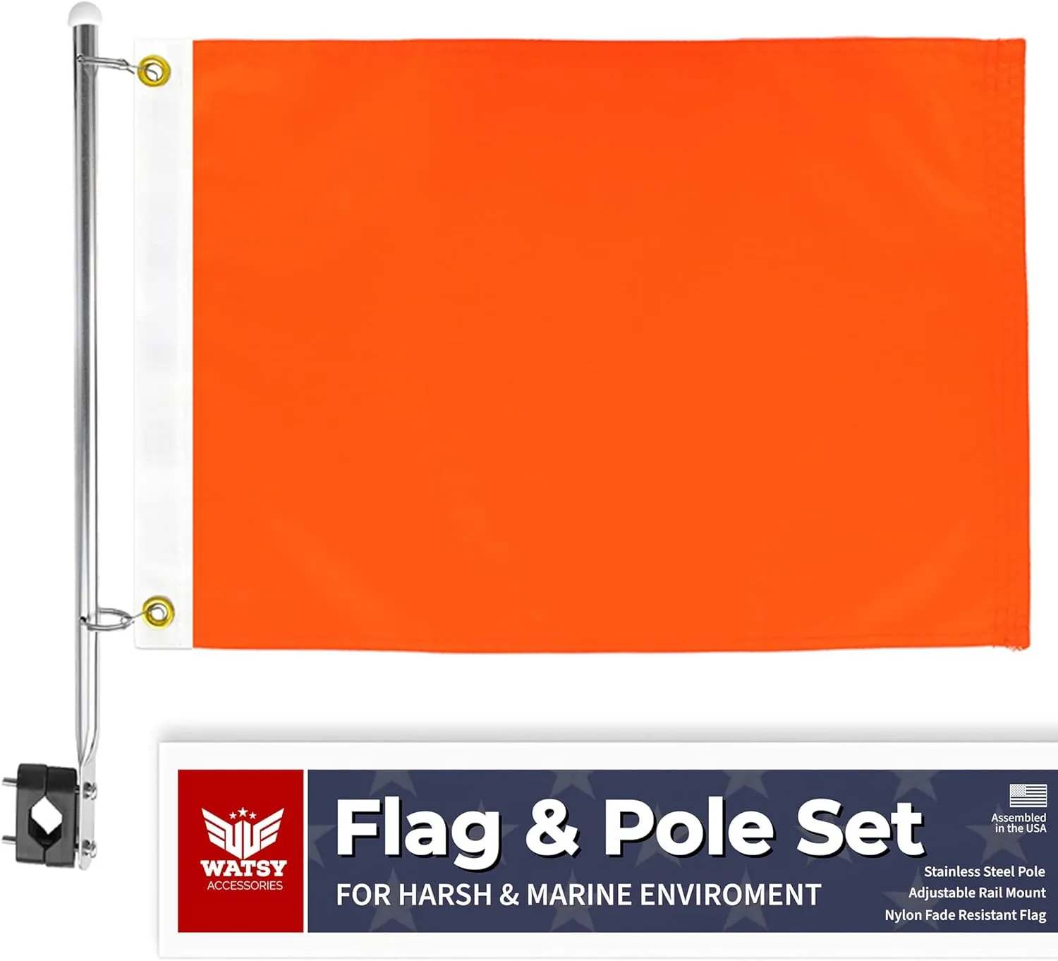 Boat Flag Pole Kit 12x18 Inch Boat Flag Holder With Clips Embroidered Marine Cabin Kit Bike Flag & Golf Cart Flag (Safety Kit 12x18 Inch)