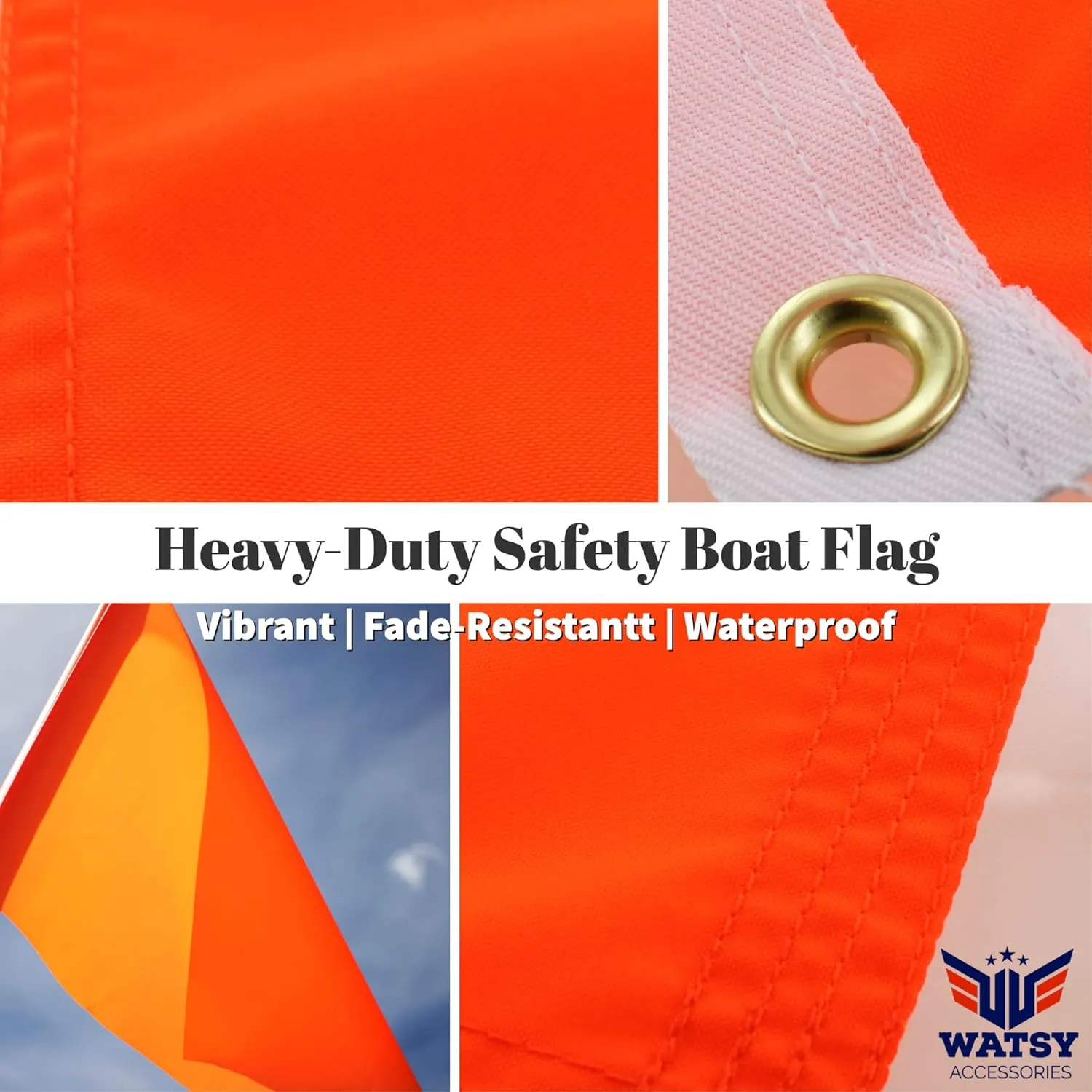 Boat Flag Pole Kit 12x18 Inch Boat Flag Holder With Clips Embroidered Marine Cabin Kit Bike Flag & Golf Cart Flag (Safety Kit 12x18 Inch)