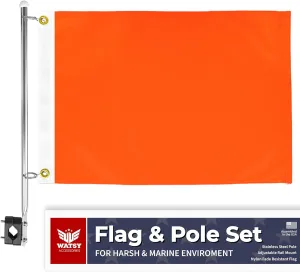 Boat Flag Pole Kit 12x18 Inch Boat Flag Holder With Clips Embroidered Marine Cabin Kit Bike Flag & Golf Cart Flag (Safety Kit 12x18 Inch)