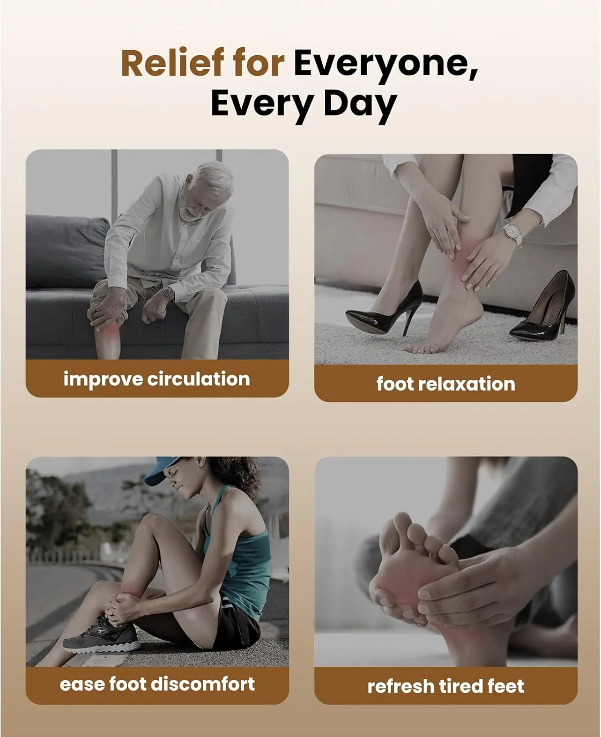 BOB AND BRAD Foot Massager with Heat,FSA HSA Eligible,Shiatsu Deep Kneading Electric Feet Massager Machine for Plantar Fasciitis, Men Size 12