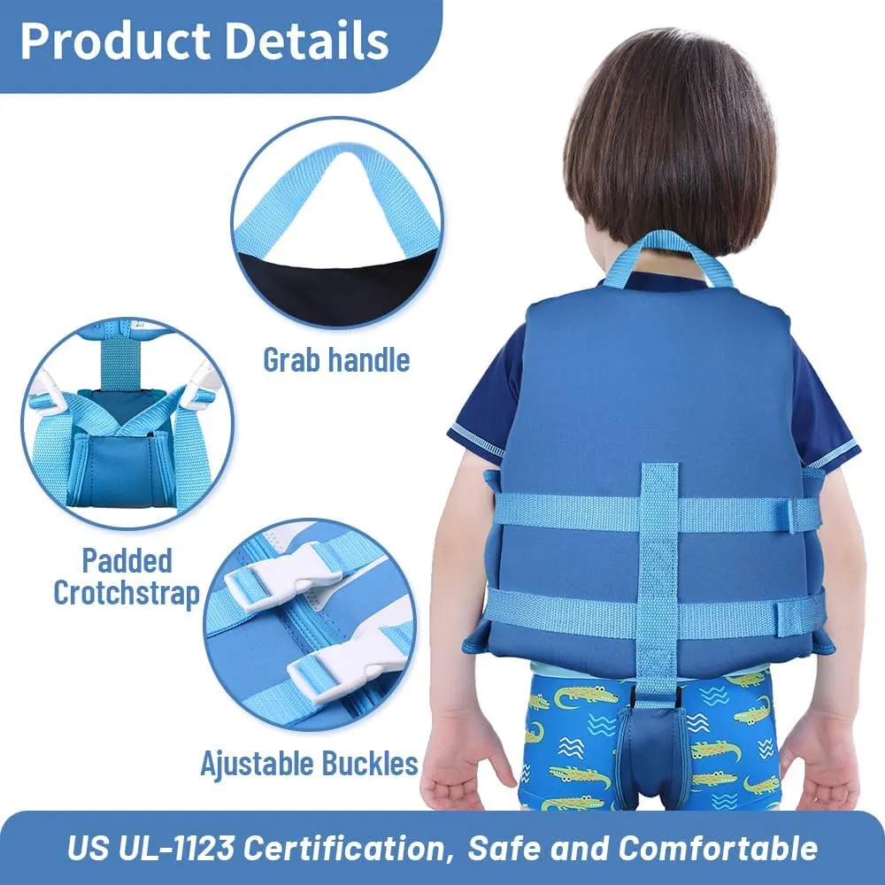 Boglia Toddler Swim Vests Jackets for Kids 20-30/30-50/50-90 Lbs 2 3 4 5 6 7 8 9yrs Infant Flaotie Boys Girls Pool Vest Neoprene Swimming Body Glove Float Vest PFD Learn to Swim
