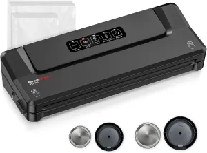 Bonsenkitchen Vacuum Sealer Machine   Mason Jar Sealer Kit, Fast-Compact/Multi-Functional Food Vacuum Sealer with External Vacuum System & 40 Vacuum Bags, Black