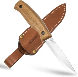BPS Knives BS3 CSH- Fixed-Blade Bushcraft Knife - Carbon Steel Knife with Leather Sheath - Outdoor Full Tang Knives - Camping Knives - Survival Tactical Sharp Camp Knives
