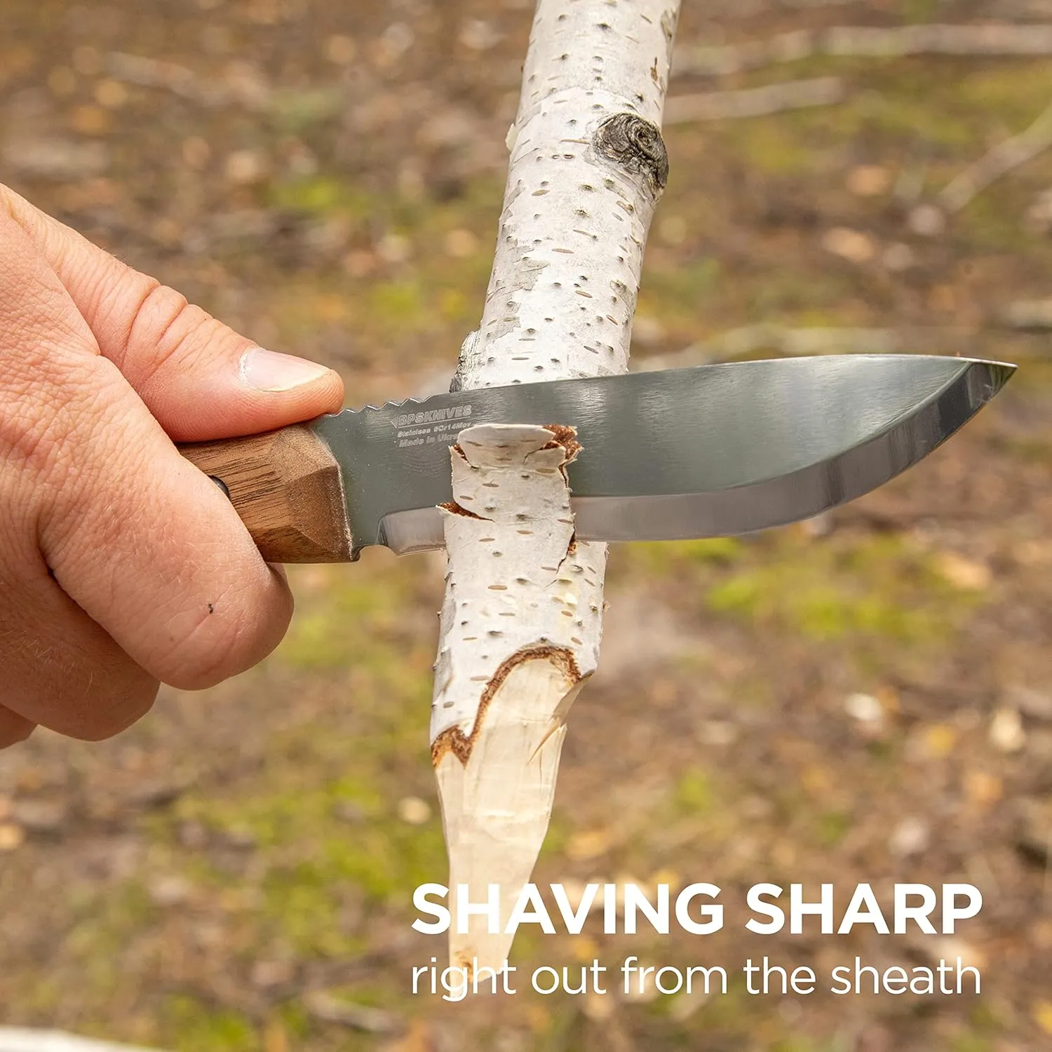 BPS Knives HK1 SSH - Handmade Stainless Steel Knife - Fixed Blade Full Tang Hunting Knives - Camping Bushcraft Knife With Leather Sheath - Outdoor Survival Camp Knives