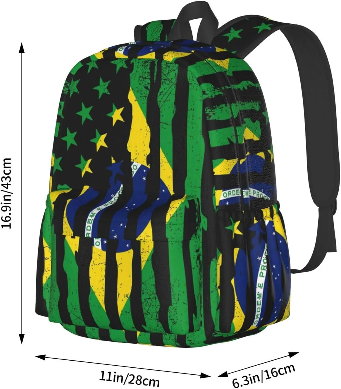 Brazilian American Pride USA Flag Brazil Roots Backpack Large Capacity Backpack Lightweight Double Shoulder Bag For Women Men Travel