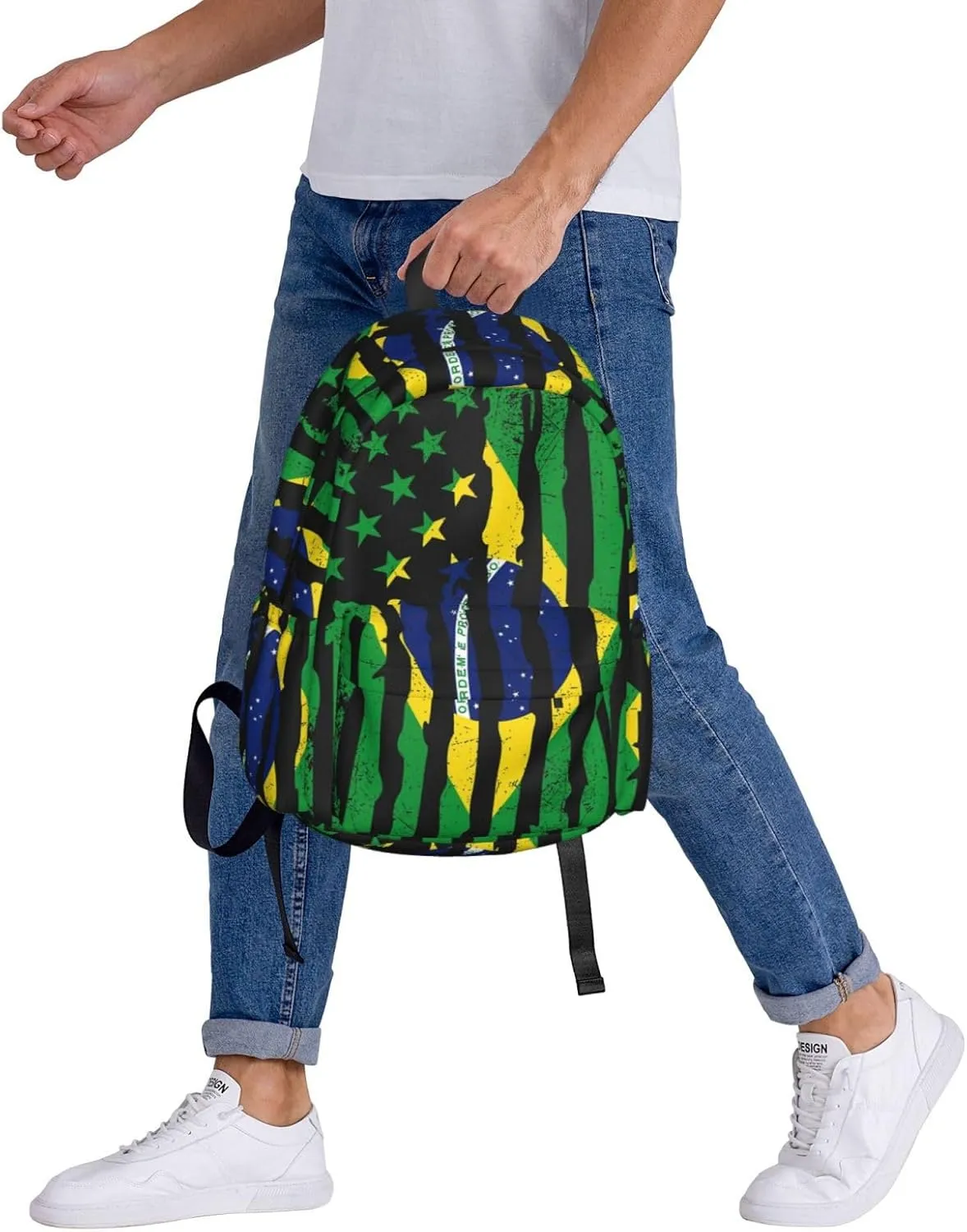 Brazilian American Pride USA Flag Brazil Roots Backpack Large Capacity Backpack Lightweight Double Shoulder Bag For Women Men Travel