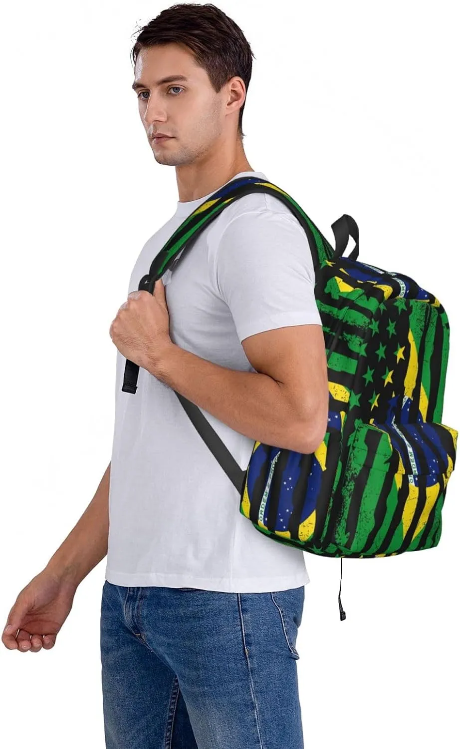 Brazilian American Pride USA Flag Brazil Roots Backpack Large Capacity Backpack Lightweight Double Shoulder Bag For Women Men Travel