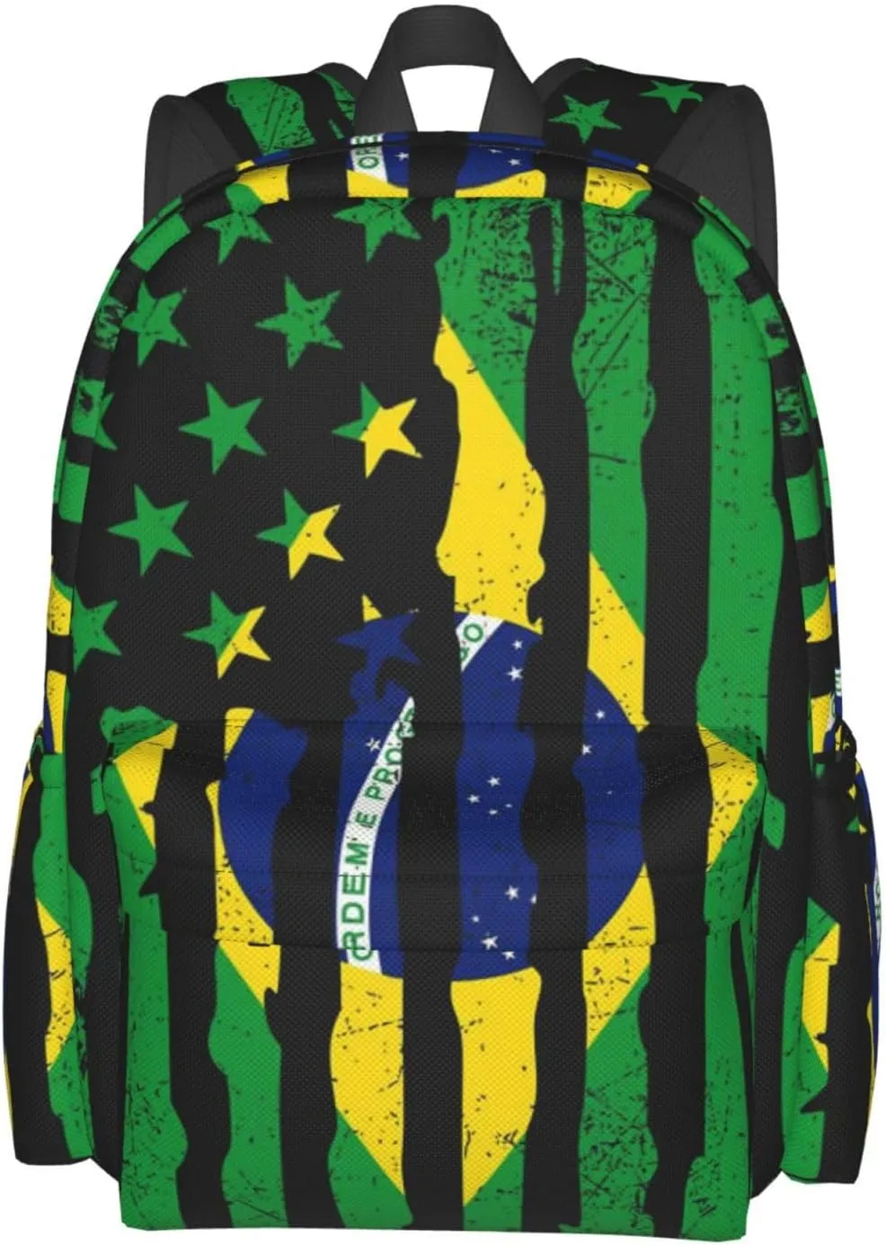 Brazilian American Pride USA Flag Brazil Roots Backpack Large Capacity Backpack Lightweight Double Shoulder Bag For Women Men Travel