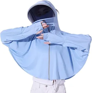 Breathable Ice Silk UV Protection Hooded Windbreaker Jacket, UPF 50 UV Outdoor Cycling Sunscern Clothing for Women