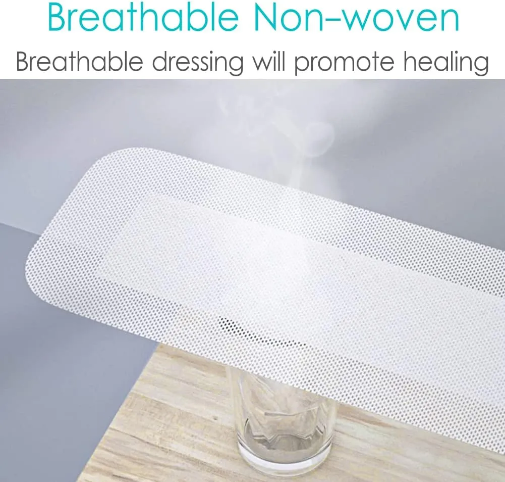 Breathable Waterproof Adhesive Island Dressing for Knee/Hip Replacement Wound Incisions Bandages Bordered Gauze 4"X10" with 2"x8" Non Stick Pad No More Wounds Sticking Pack of 20