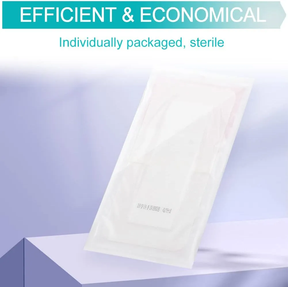 Breathable Waterproof Adhesive Island Dressing for Knee/Hip Replacement Wound Incisions Bandages Bordered Gauze 4"X10" with 2"x8" Non Stick Pad No More Wounds Sticking Pack of 20