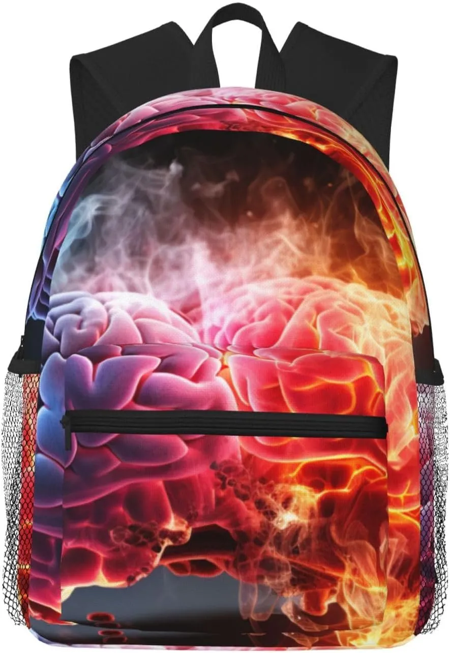 BREAUX Left and Right Brain Advantage print Lightweight Comfortable Backpack for Men Women, Durability Laptop Daypack, Travel bag ﻿